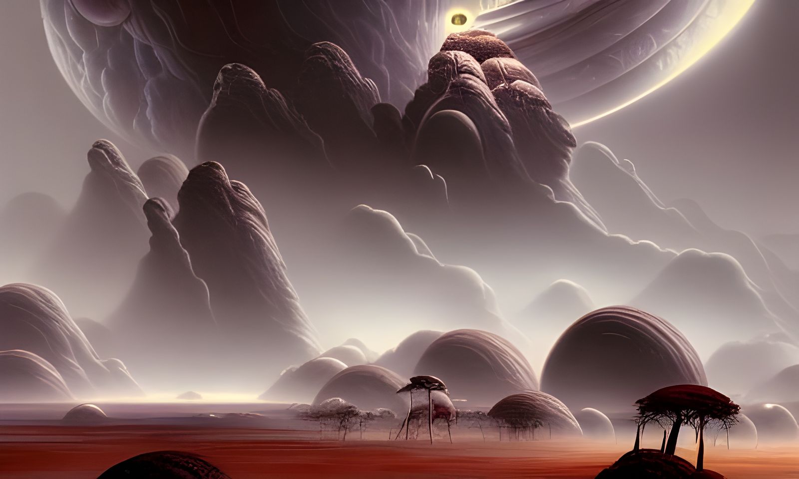 Alien Planet Thunderstorm in Futuristic Style