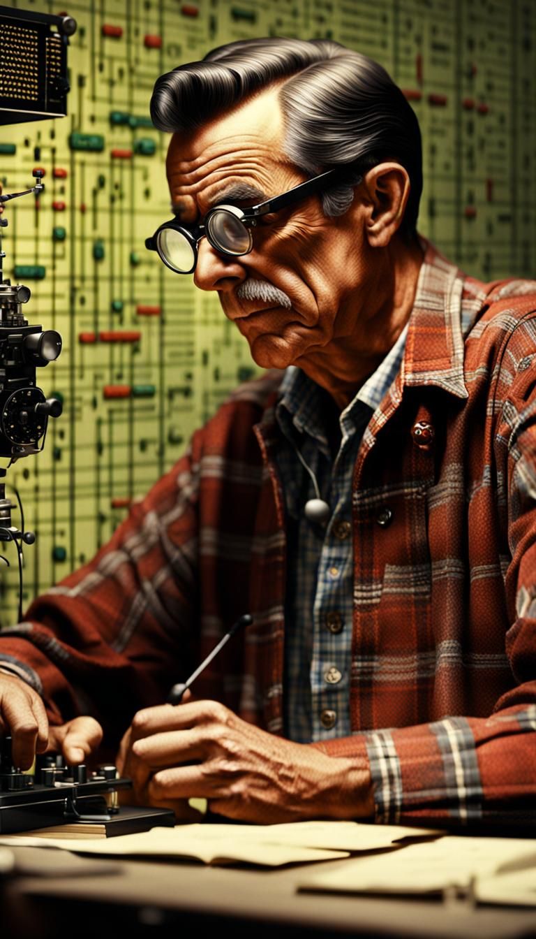 Vintage Radio Operator in Sci-Fi Matte Painting