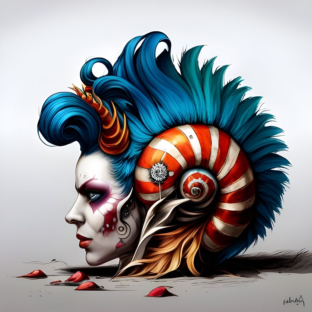 Epic Punk Snail with Mohawk in Digital Art