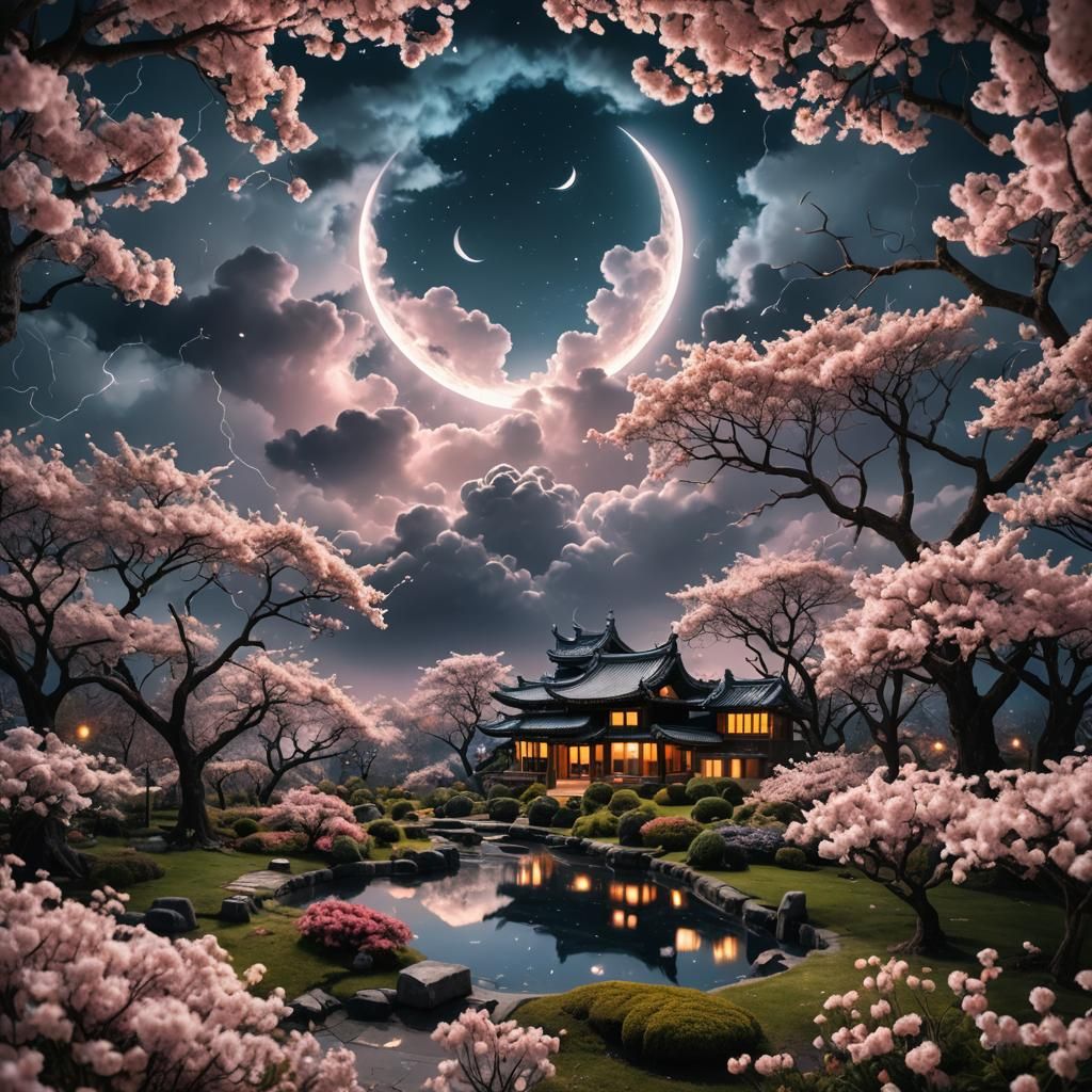 Four Seasons Double Exposure in Sakura Garden