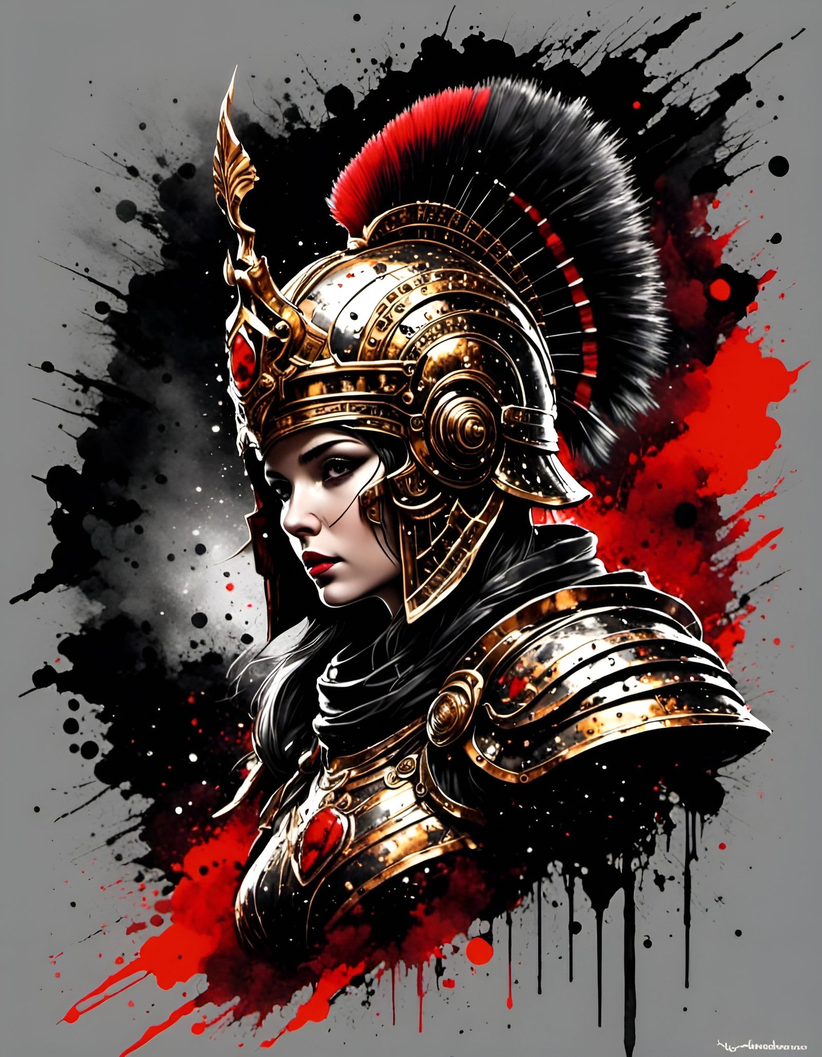 Charming Athena in Roman Helmet with Mohawk