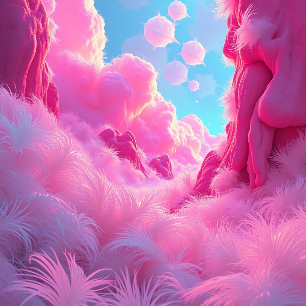 Dreamy Airbrushed Scene in Futuristic Style