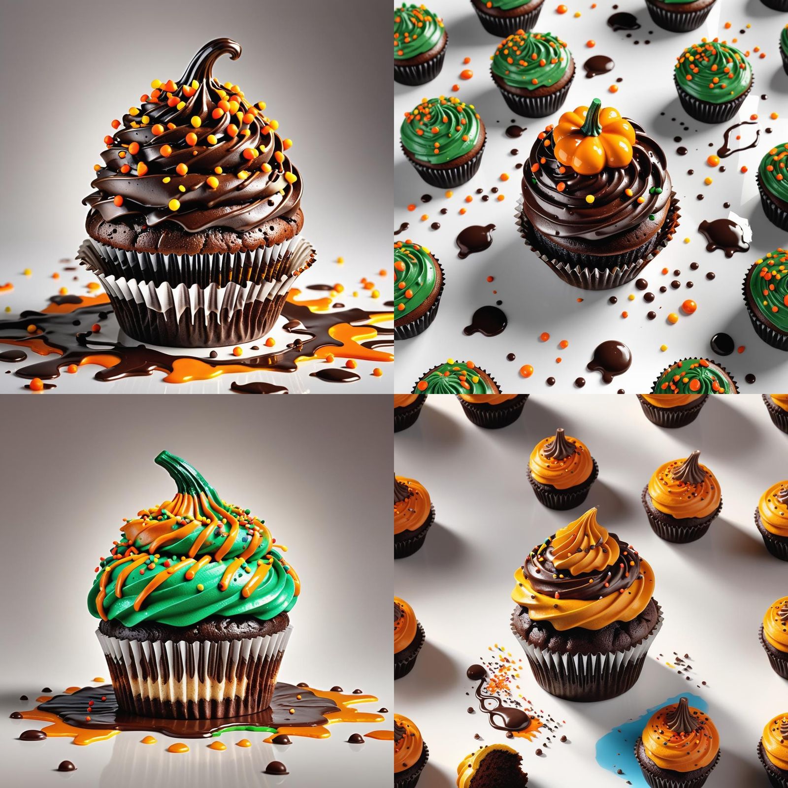 Hyperrealistic Pumpkin Cupcake with Chocolate Icing