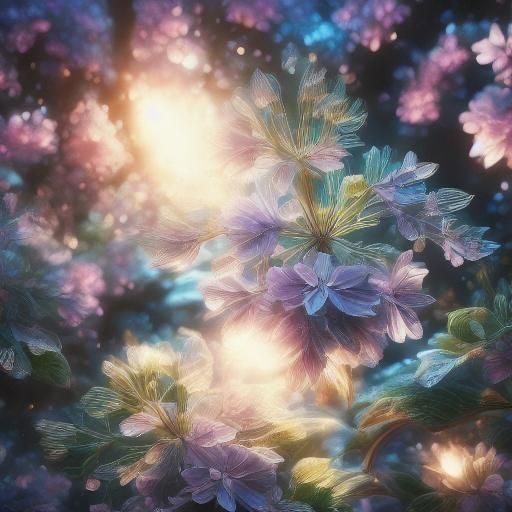 Fantastical Wisteria Flowers: Detailed Digital Painting