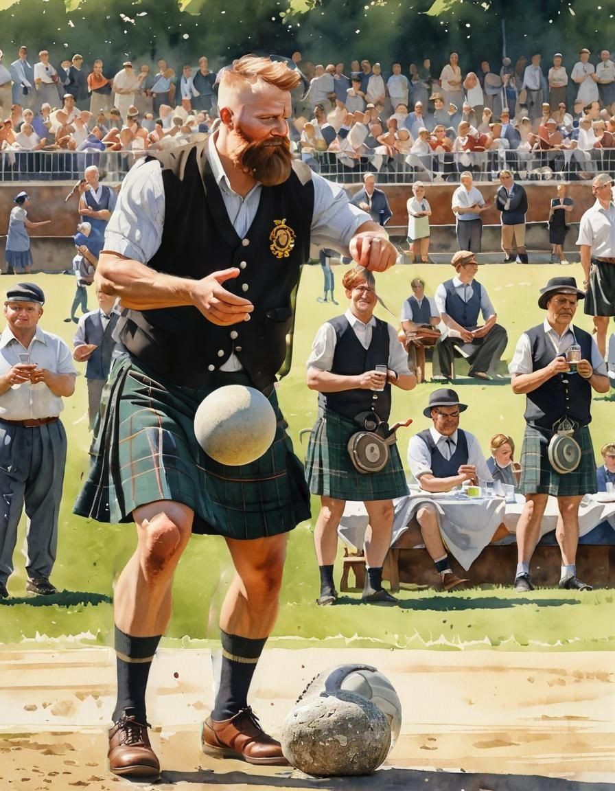 Scottish Highland Games Stone Put Athlete