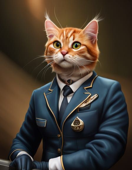 Photorealistic Cat in Uniform: 4K Hyperrealism
