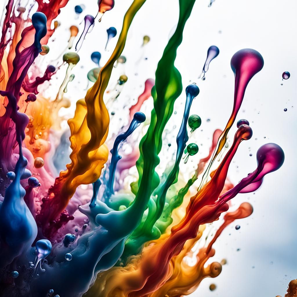 Rainbow Ink Swirls in Water: Detailed Matte Painting