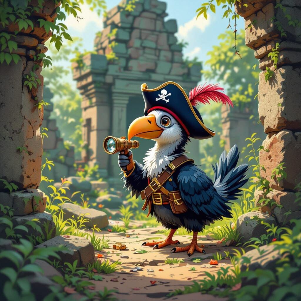 Dodo Bird Pirate Adventure in Whimsical Style