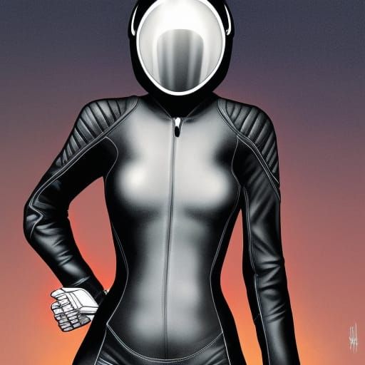 Comic Book Art: Motorcycle Helmet Girl