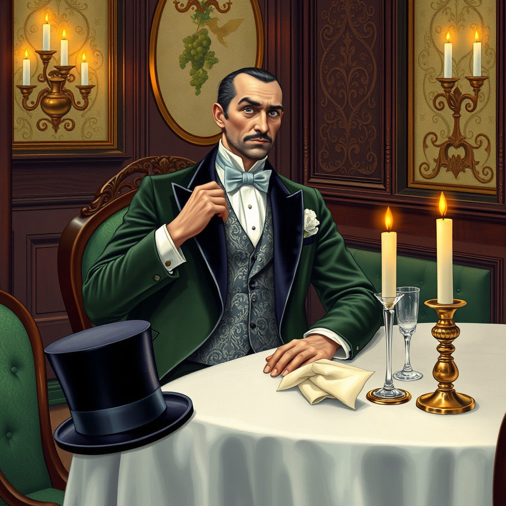 Elegant Gentleman at Restaurant in Art Nouveau Style