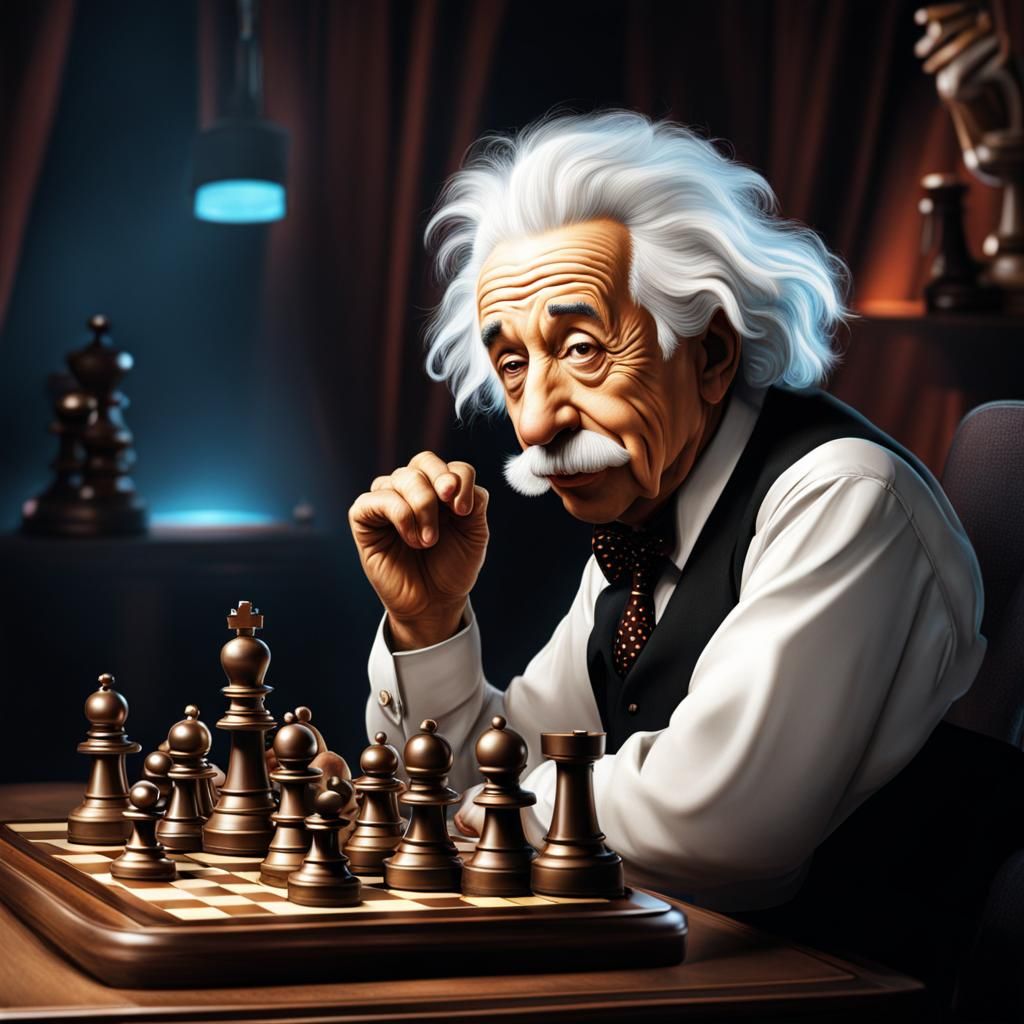 Einstein Plays Chess in a Futuristic Style