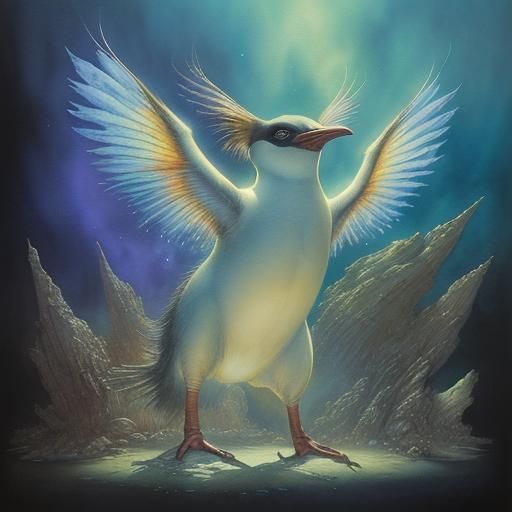 Cat-Penguin Hybrid Creature in Fantasy Art Style