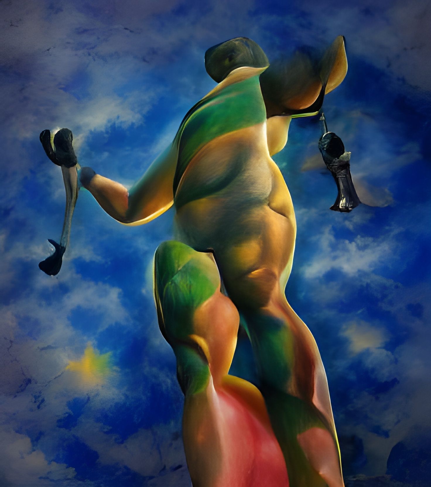 Muscular Nude Figure in Botero Style
