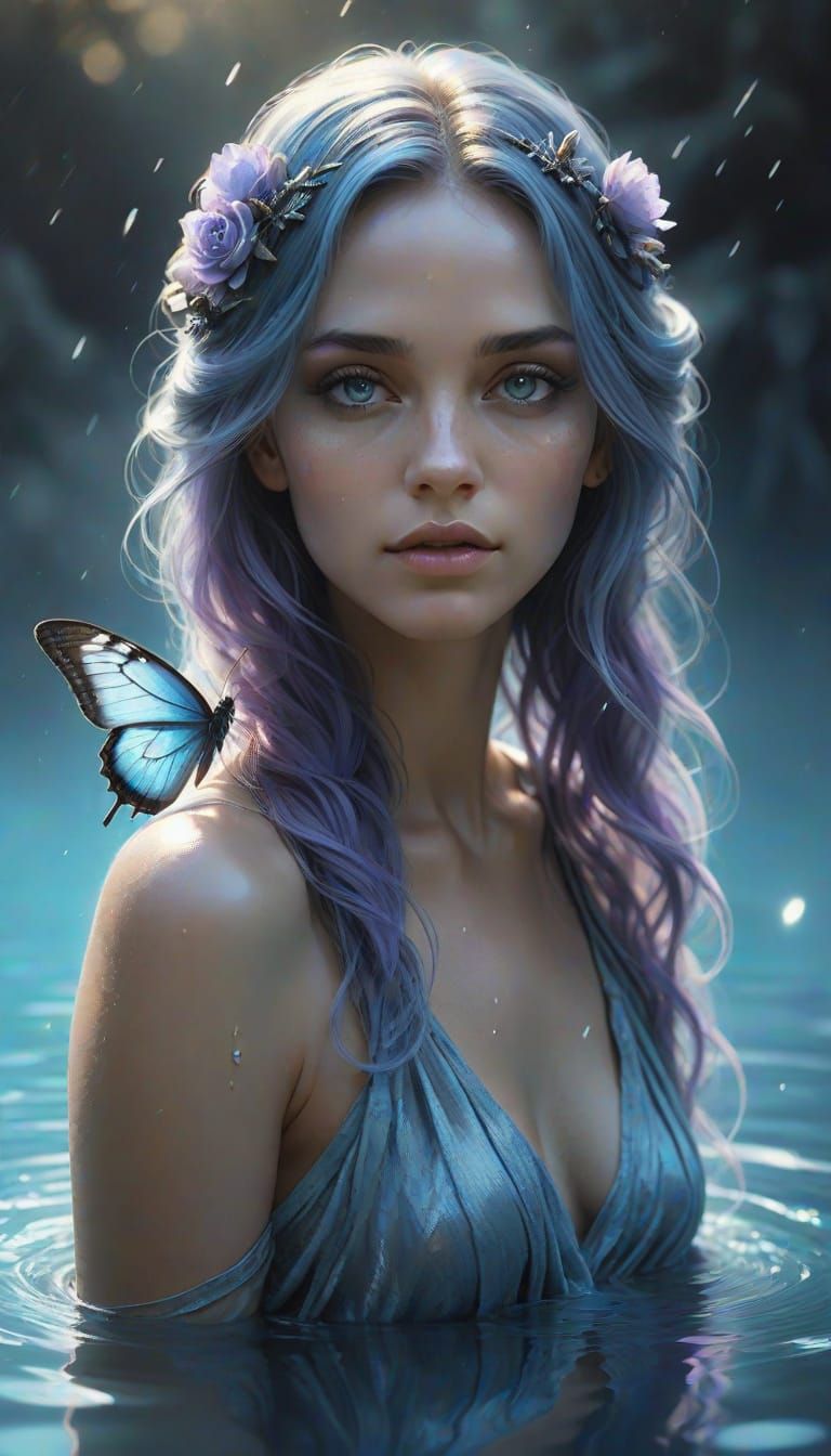 Hyperrealistic Boho Goddess in Dreamlike Ethereal Landscape
