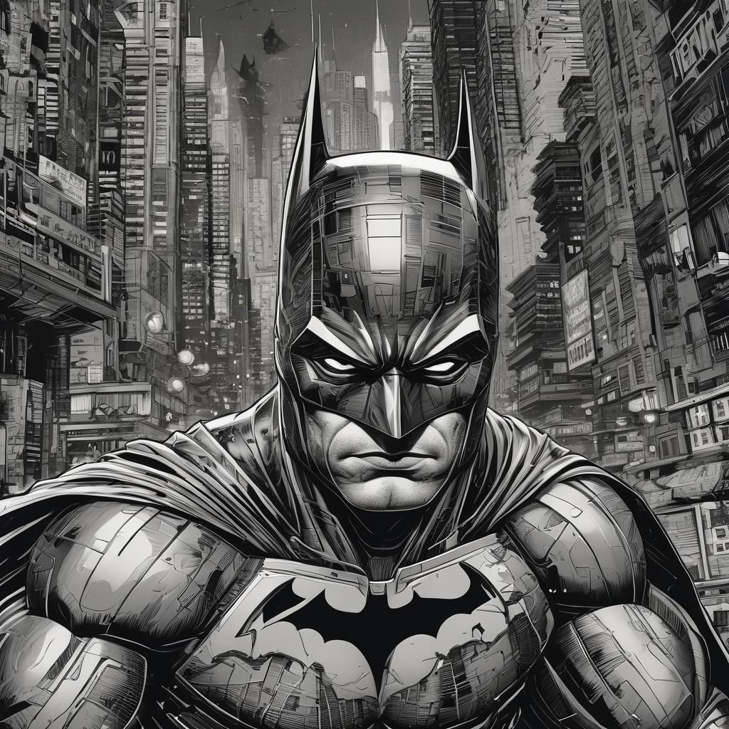 Batman Pencil Drawing in Retro Comic Style