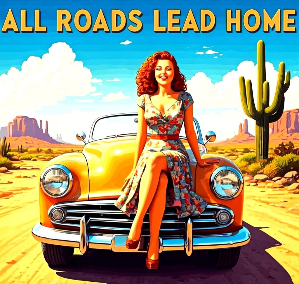 Vintage Pin-Up Poster of Woman on Roadster