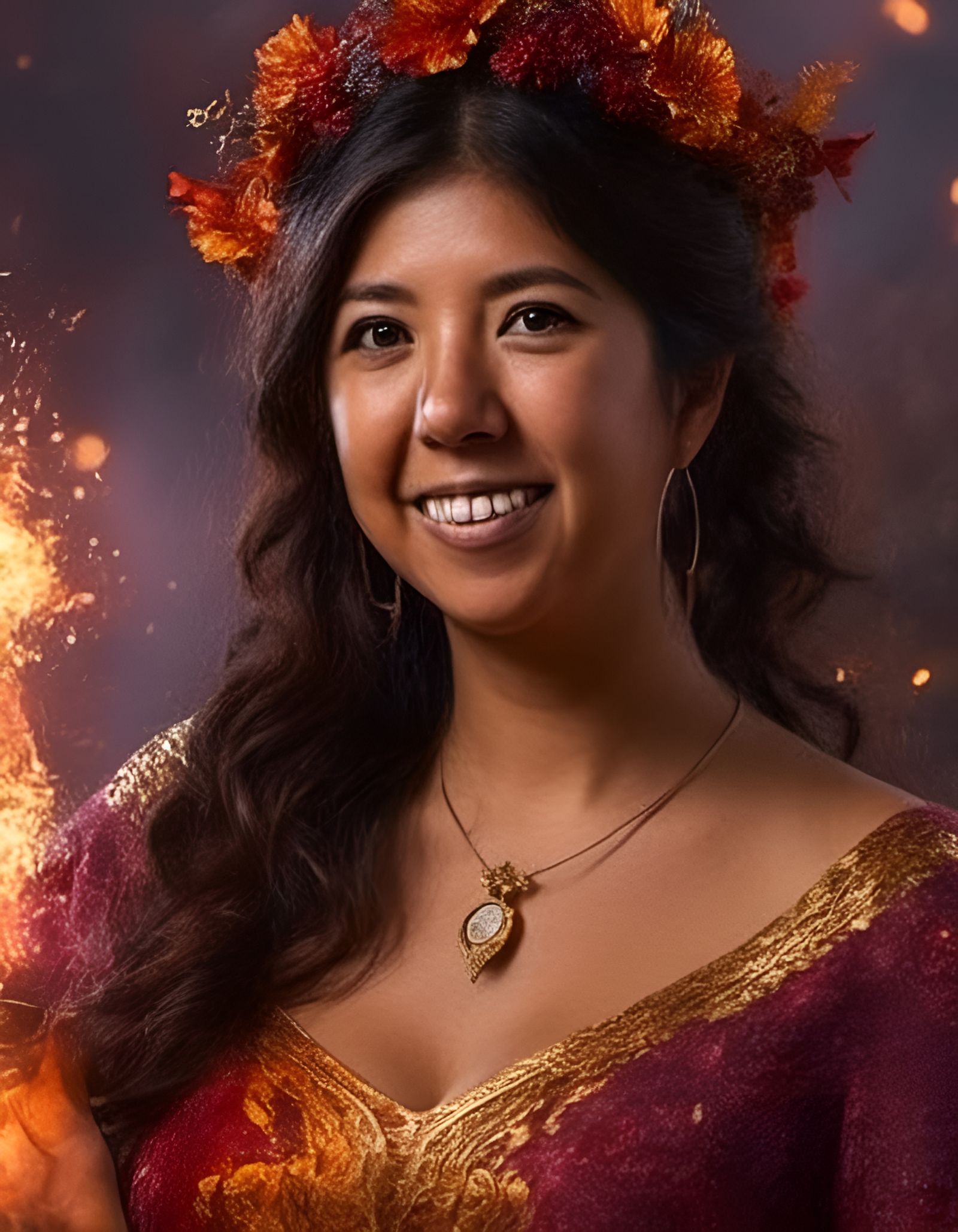 Powerful Fire Witch Sorceress Portrait