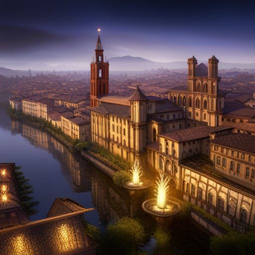 Renaissance Florence in Detailed Matte Painting Style