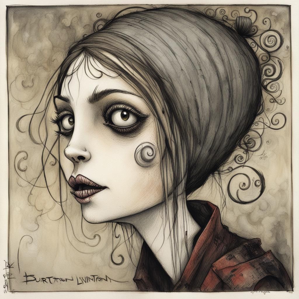 Stylized Portrait of Woman in Cartoon Style