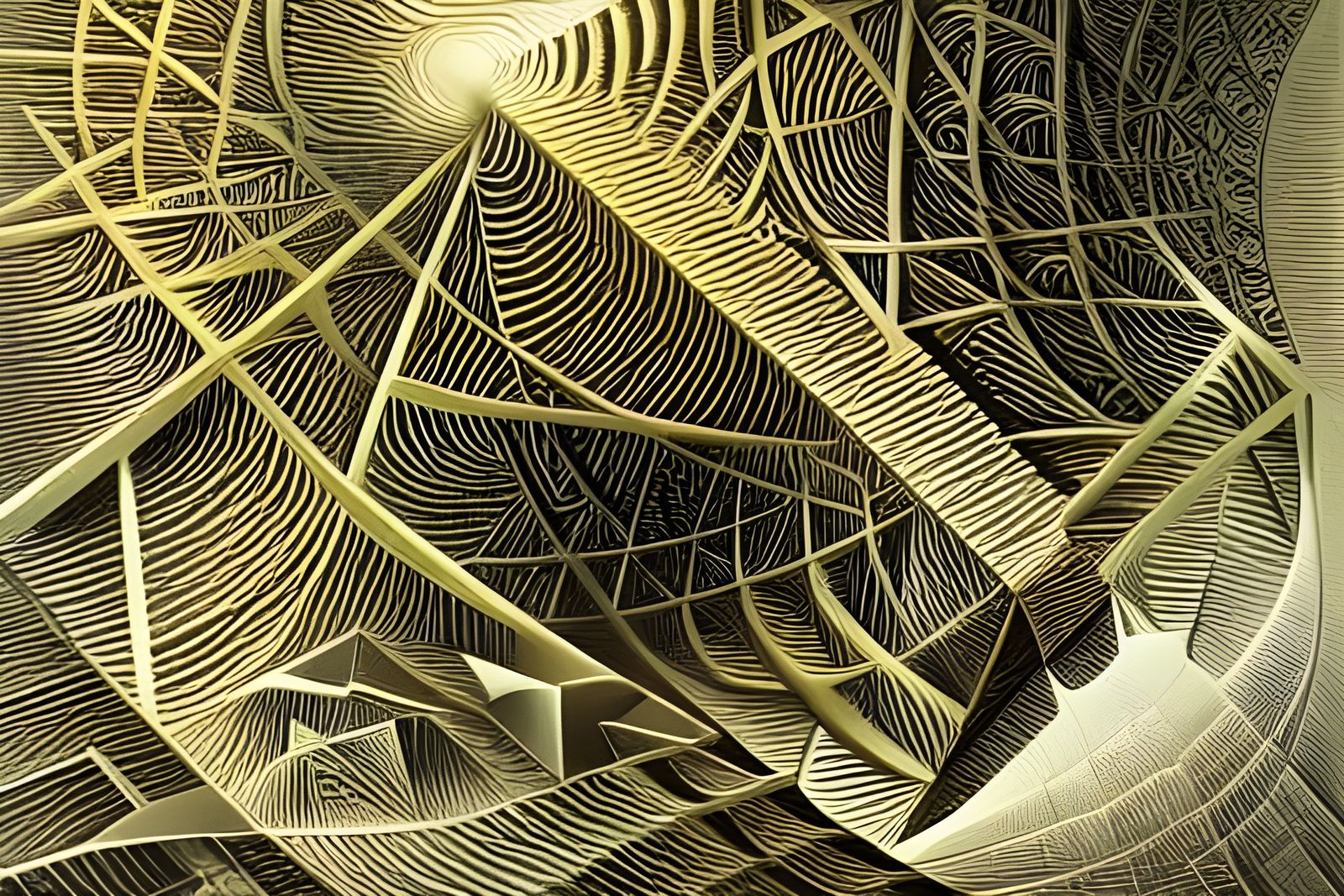 Abstract Non-Euclidean Filigree Dendrites in Cubist Style