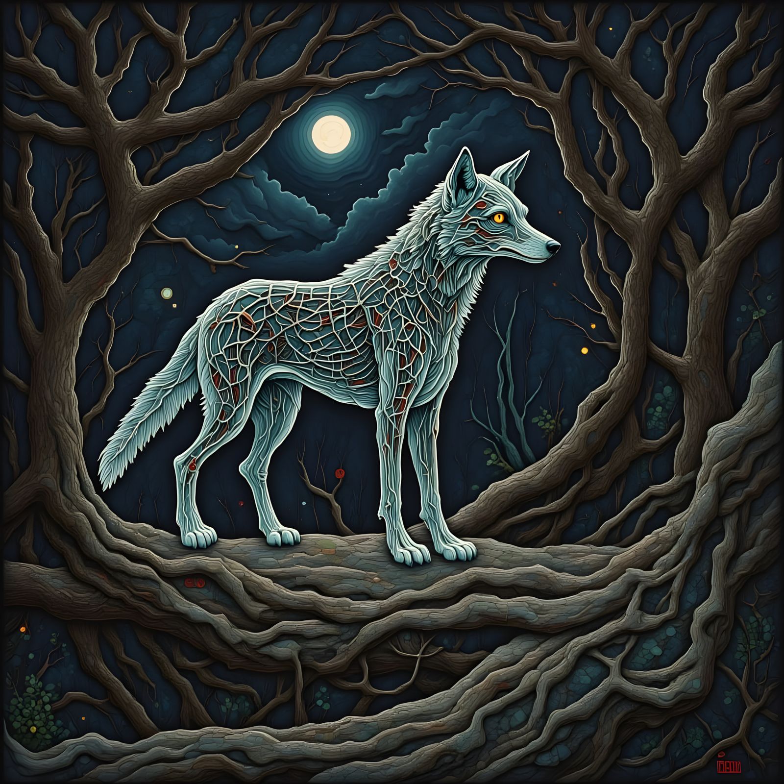 Blurry Hallucination Animal in Moonlit Dog Park