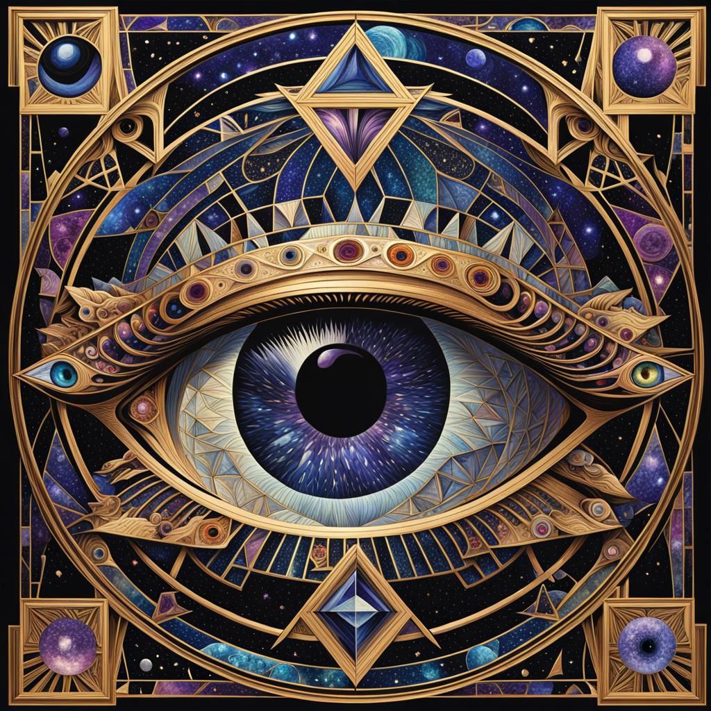 Cosmic Eye in Neo-Cubist Art Deco Style