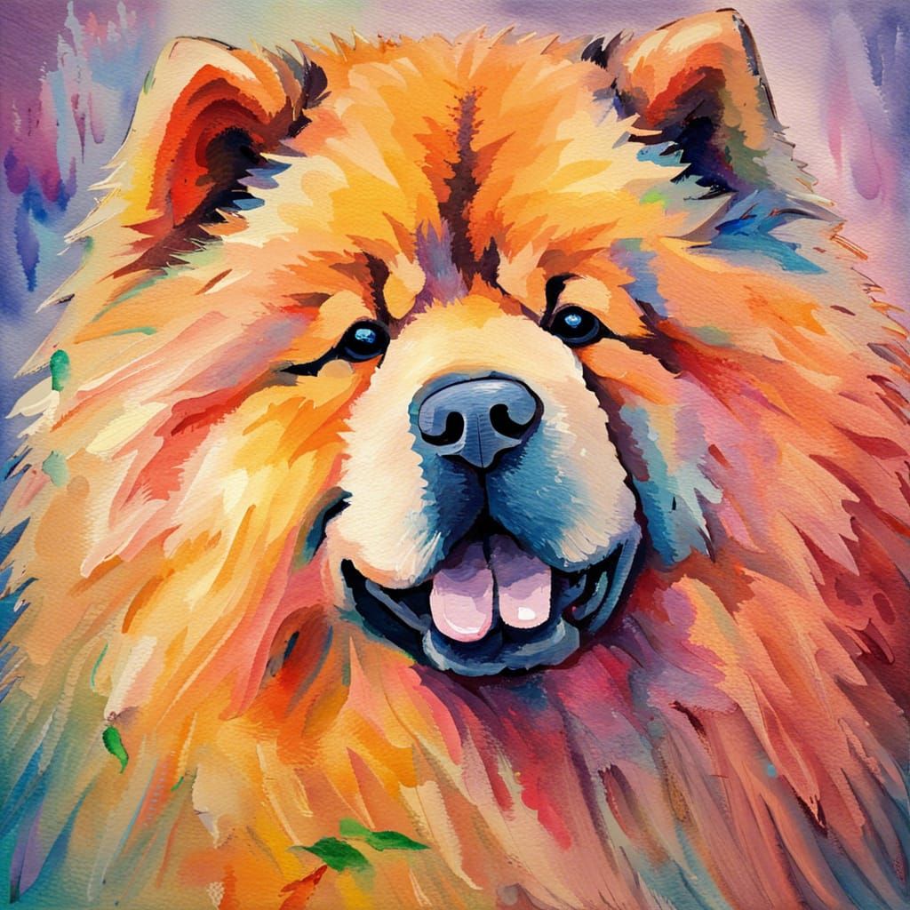 Chow Chow Painting in Expressionist Style