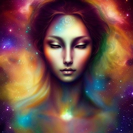 Cosmic Goddess Sleeping in Starry Universe