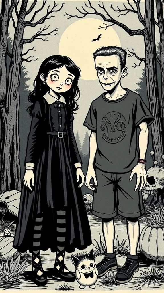 Wednesday and Eddie at Spooky Summer Camp