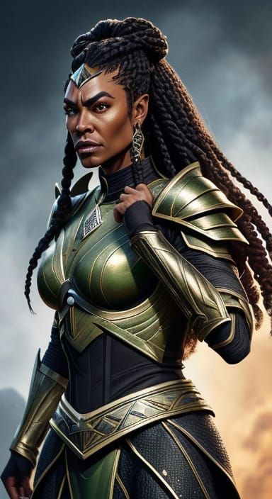 Klingon Warrior Woman with Sword in Oil Painting Style