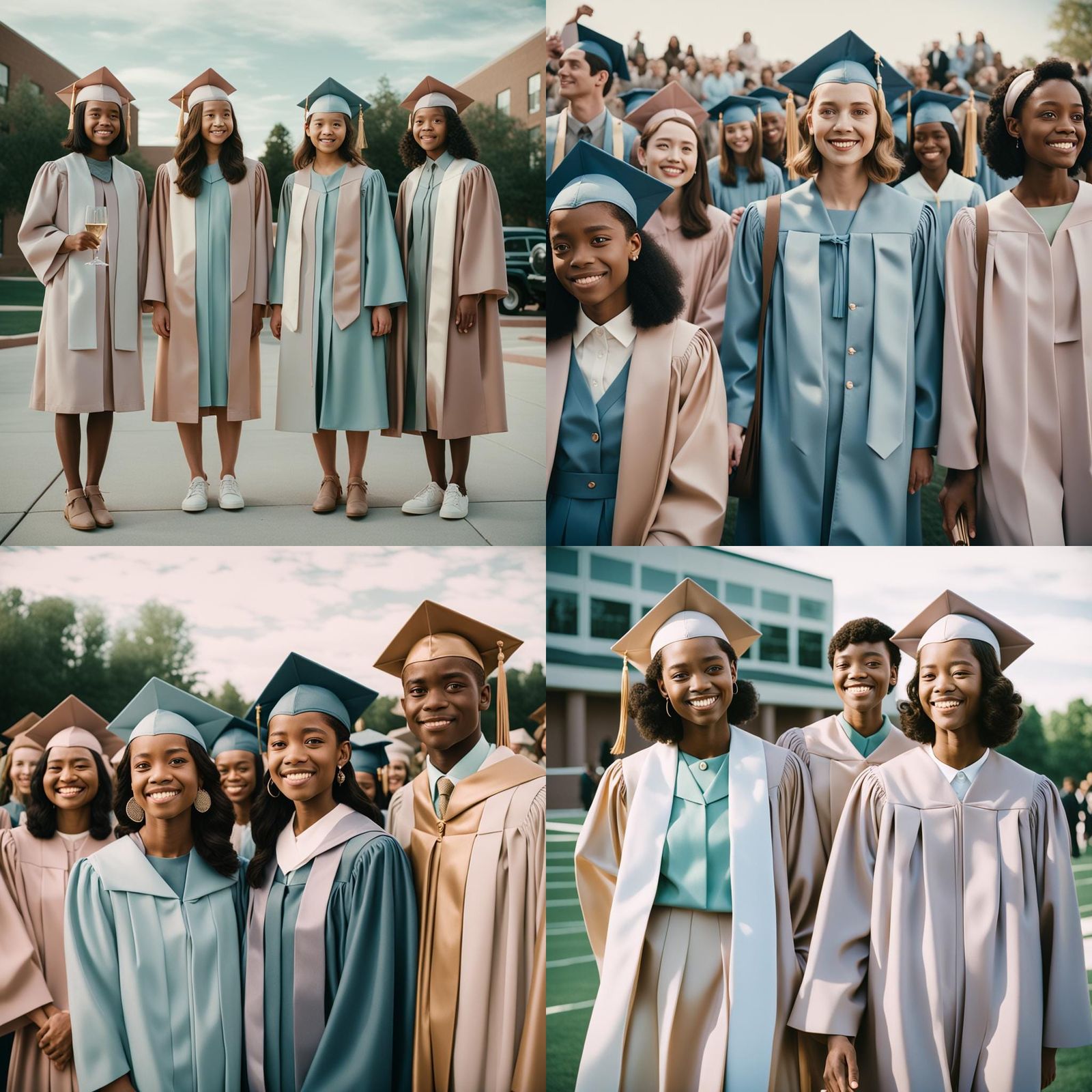 Elegant Graduation Outfits in Pastel and Earth Tones