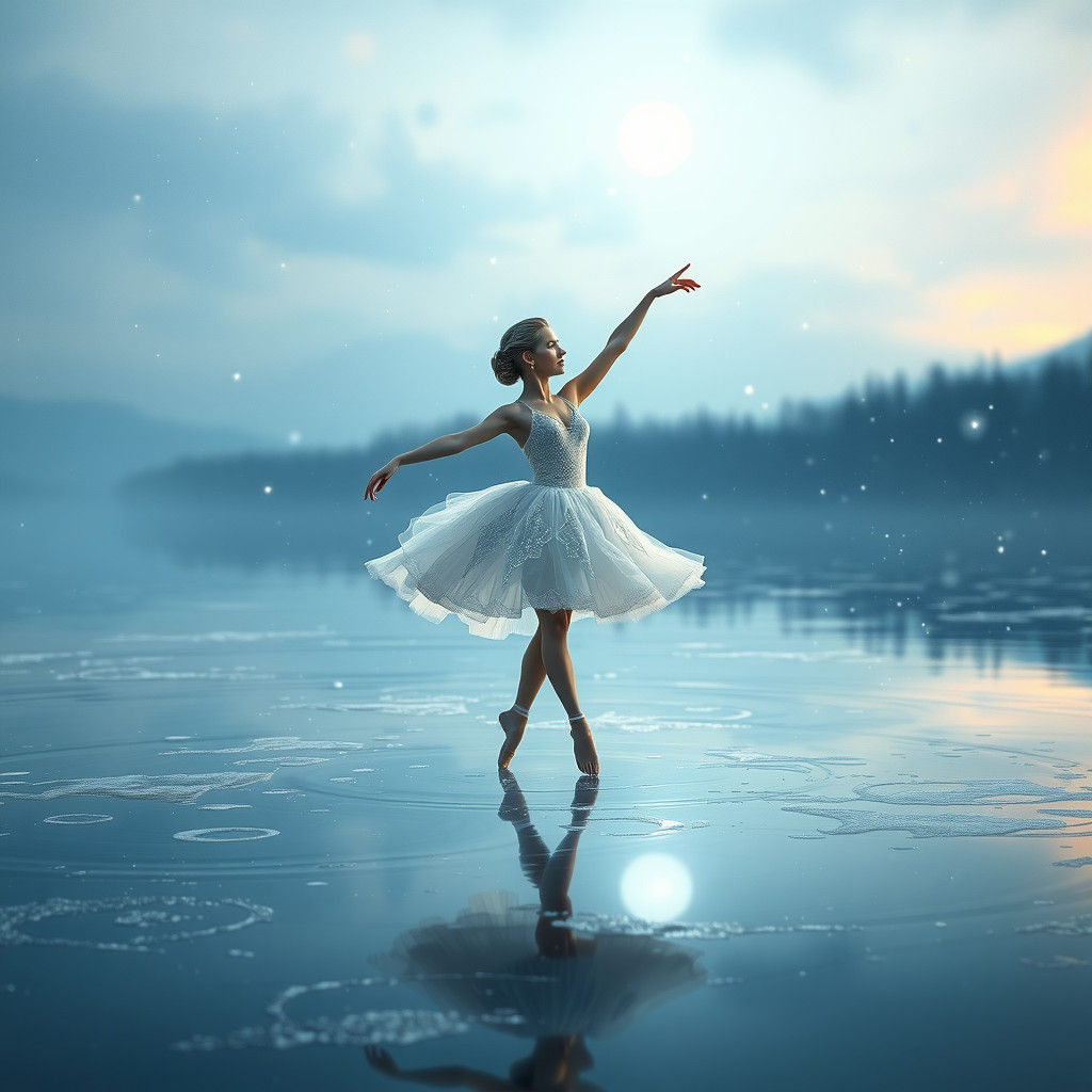 Icy Ballerina's Winter Dance: Fantasy Concept Art