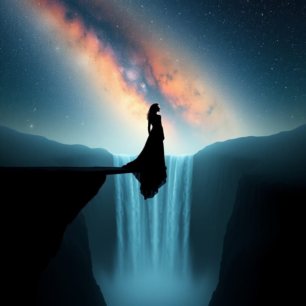 Silhouette at World's End: Cosmos Waterfall