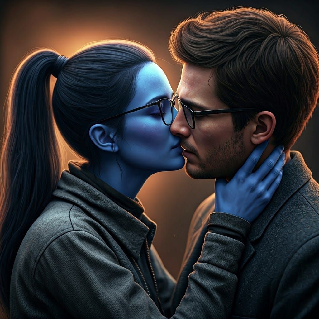 Hyper-Realistic Couple in Intimate Embrace