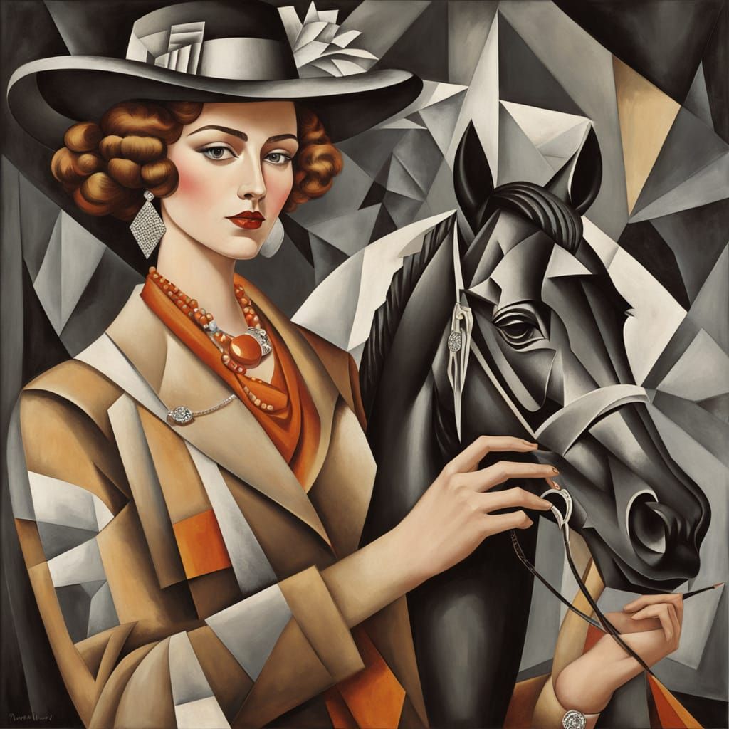 Cubist Portrait of a Confident Individual in Modern Attire