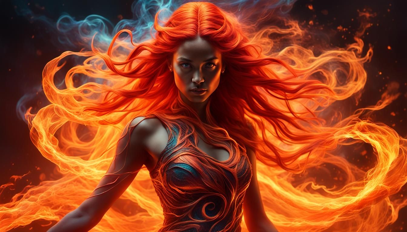 Fiery Aura Portrait: Cinematic and Hyperrealistic