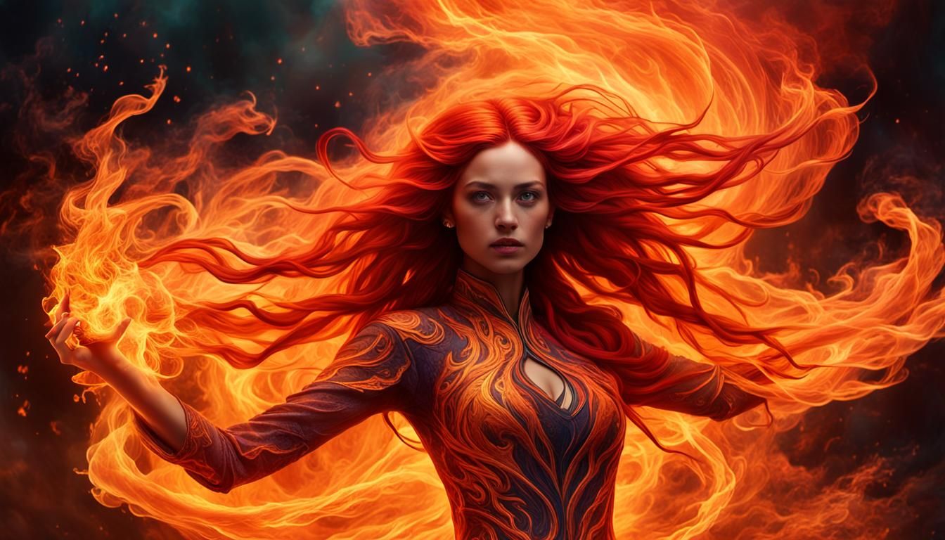 Fiery Woman Portrait in a Cinematic Style