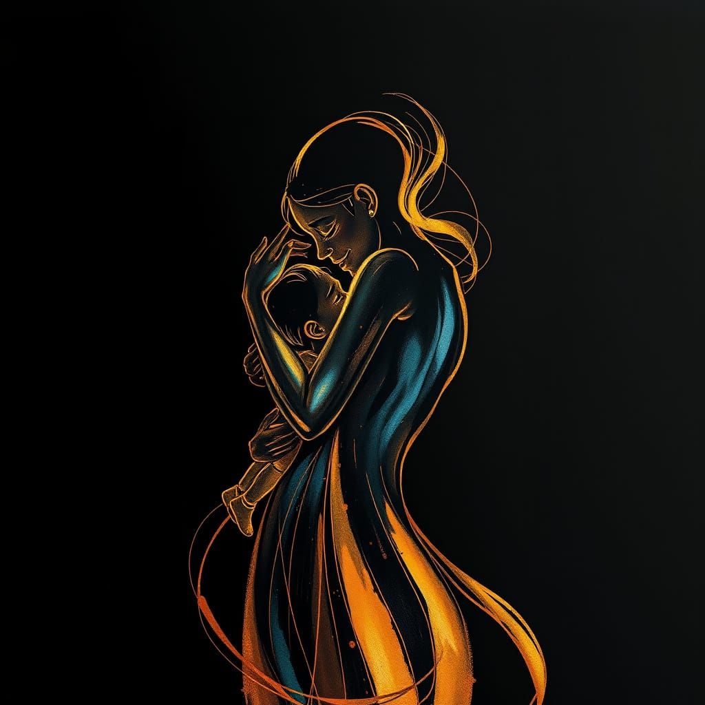 Mother's Joy in Vibrant Abstraction