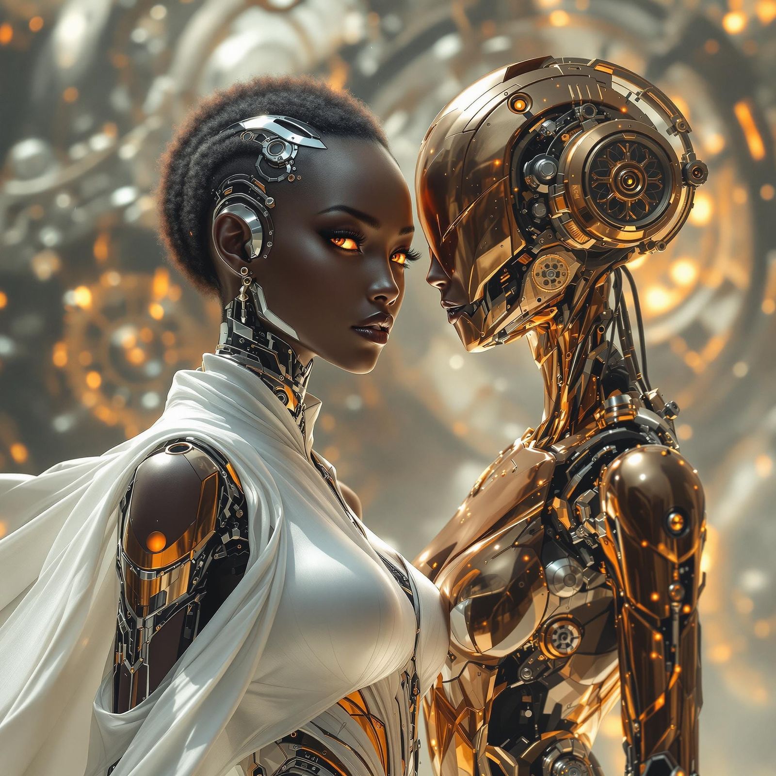 Android Goddesses in Vibrant Anime-Inspired Hyper-Realism