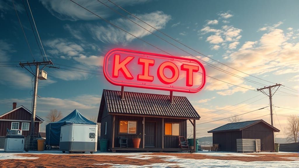 Internet of Things Meets Cosmic Sign in Cyberpunk Cityscape