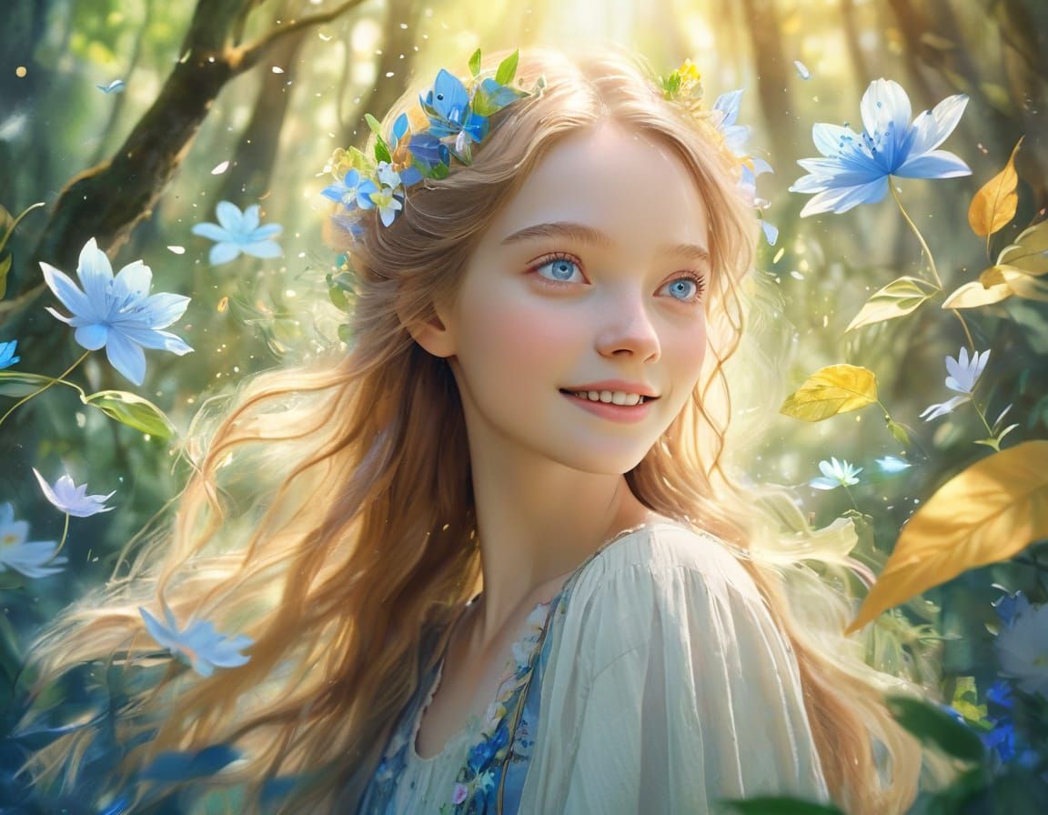 Dreamy Watercolor Fantasy Portrait