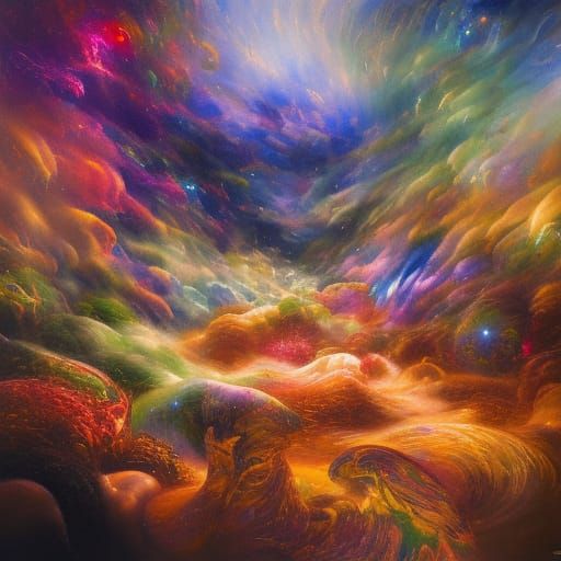 Vibrant Impressionistic House with Lights On