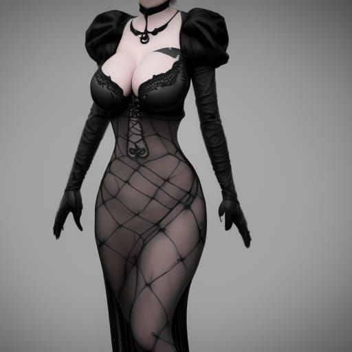 Goth Girl in Black Dress: 3D Game Cinematic