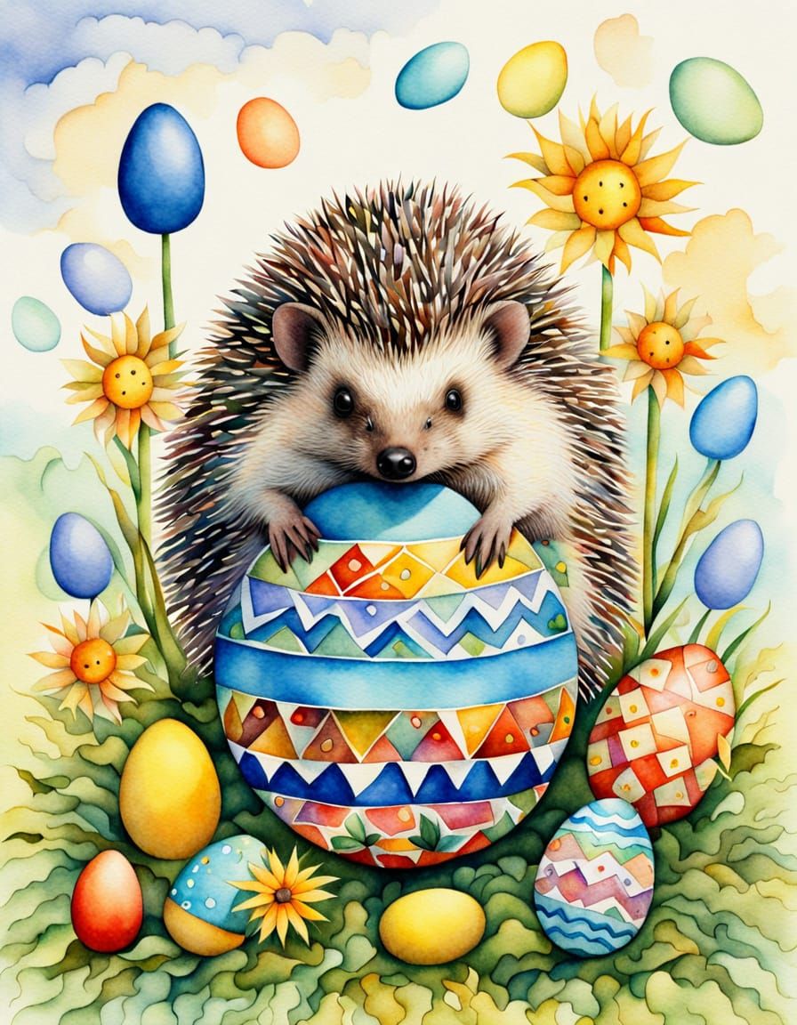 Easter Cubism Masterpiece with Iridescent Colors