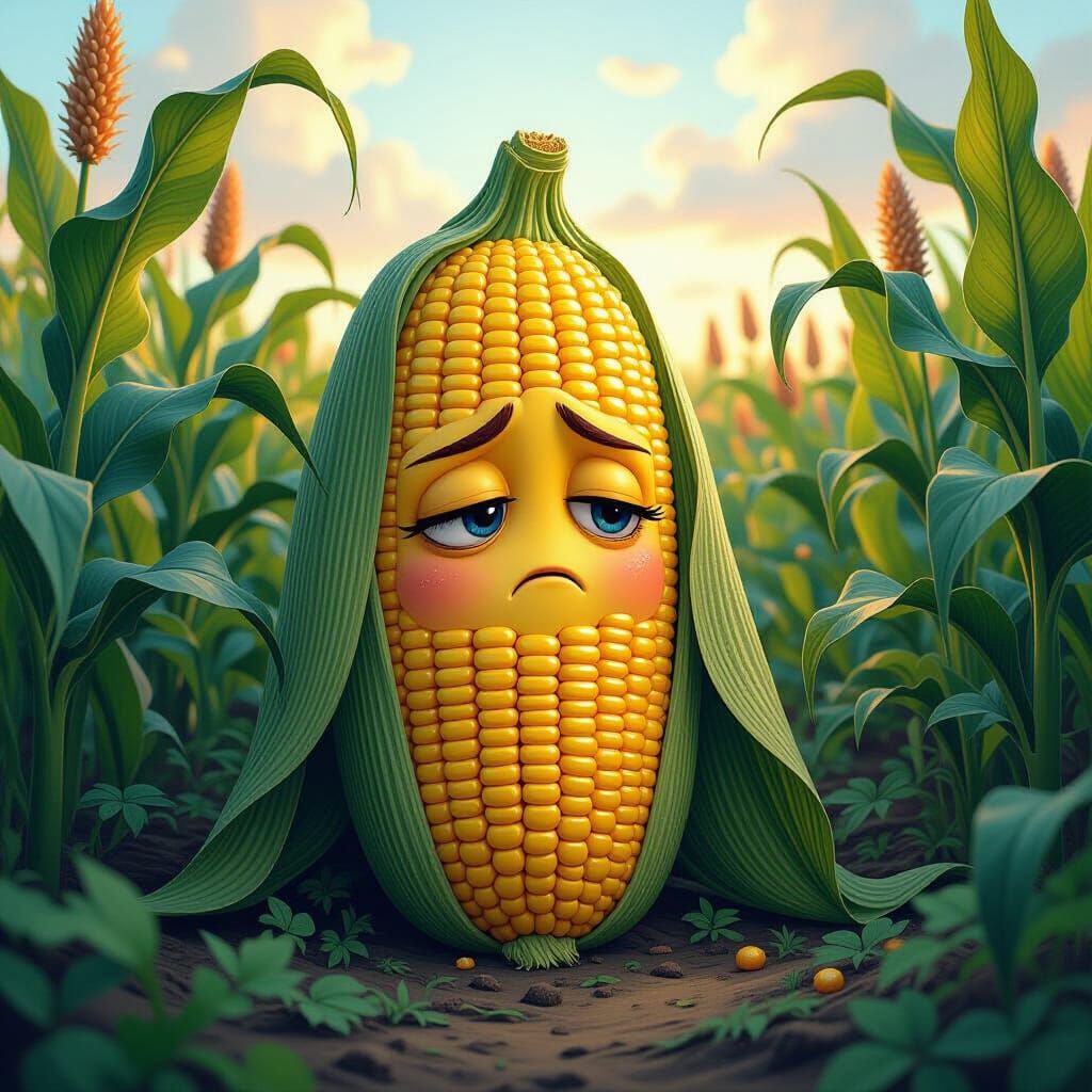 Sad Wilted Corn in a Fantasy Landscape