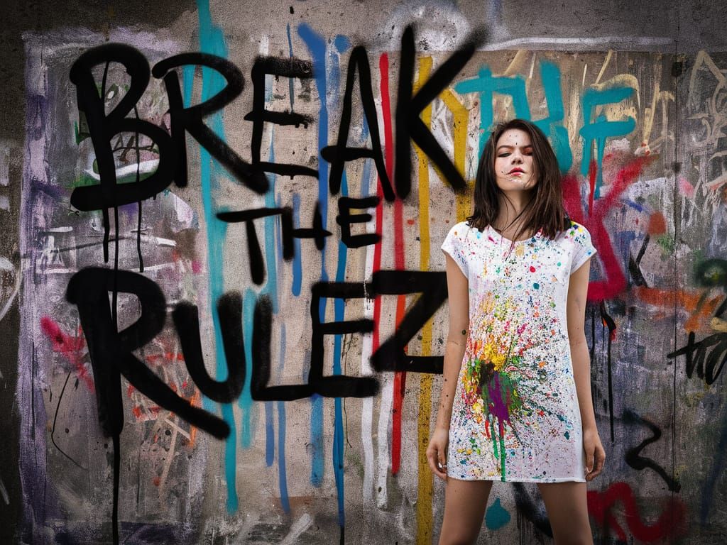 Rebellious Woman Defies Conventional Norms in Vibrant Graffi...