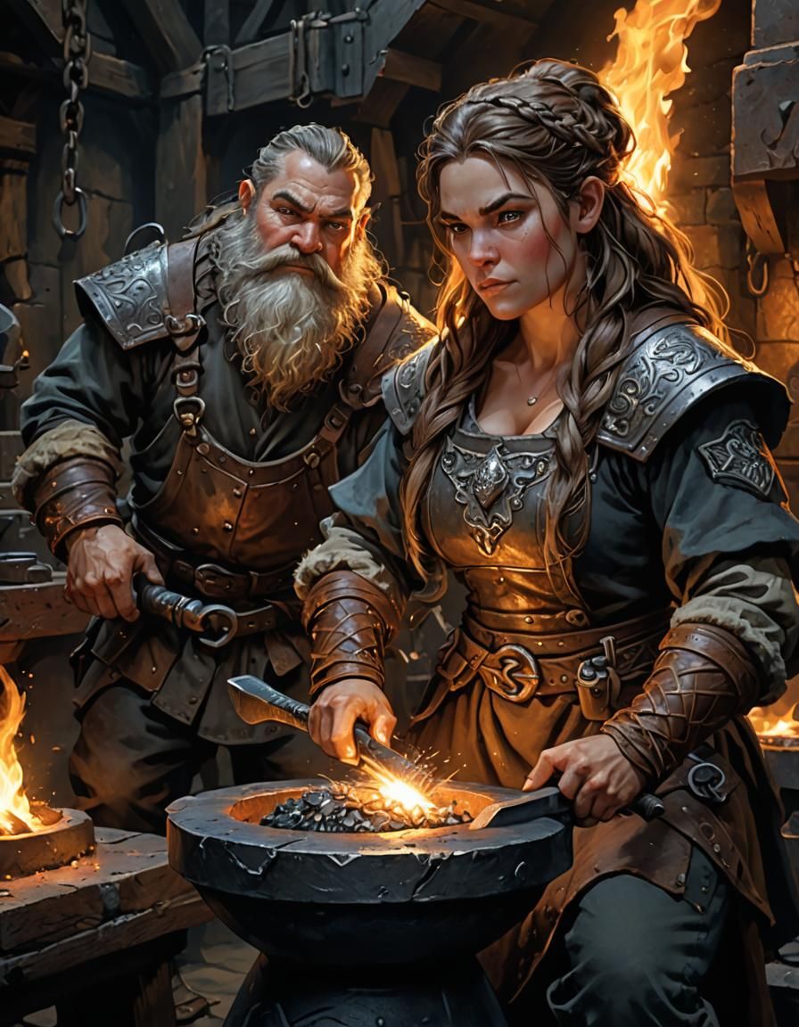 Dwarven Female Blacksmith at Fantasy Forge