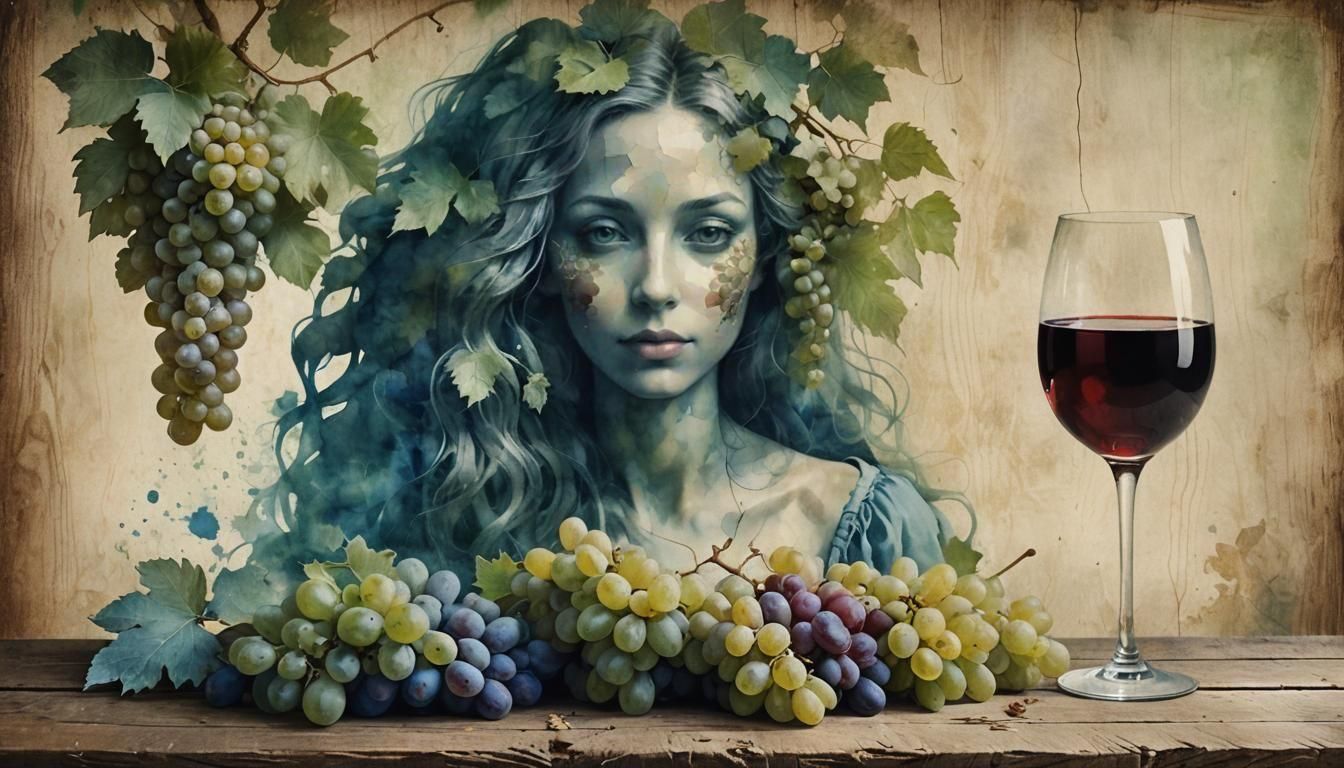 Surreal Face Obscured by Grapes, Digital Painting