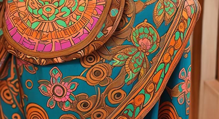 Woman in Batik Blouse at Indonesian Market