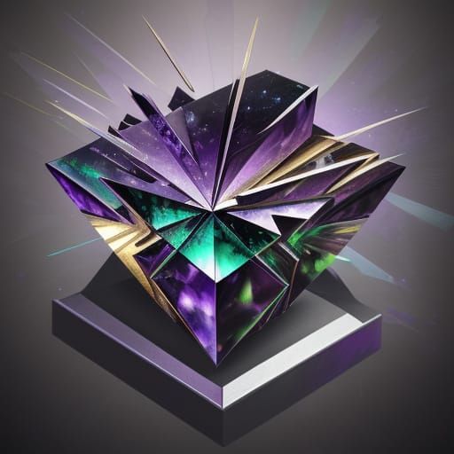 Cubist Amethyst Abalone Baskets in Geometric Faust Style